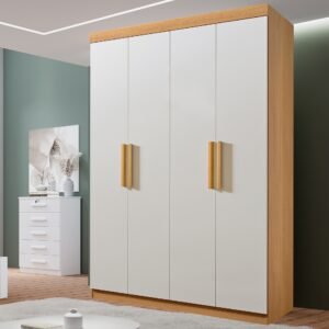 Guarda-Roupa 4 Portas Colibri 1,38 m Cinamono/Off White - D'DORO MÓVEIS