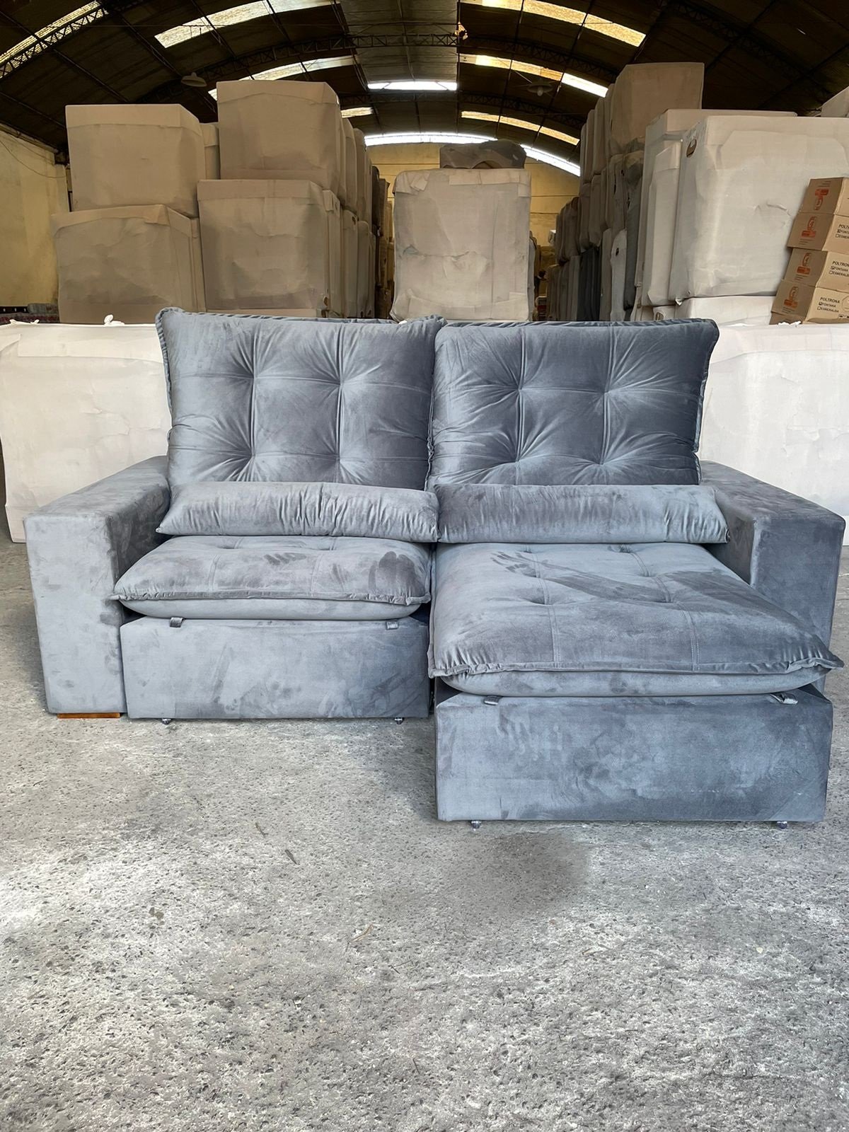 Sofá Retrátil e Reclinável Malu 2,90 m Cinza Grafite – D’VITRINE ESTOFADOS - Imagem 5