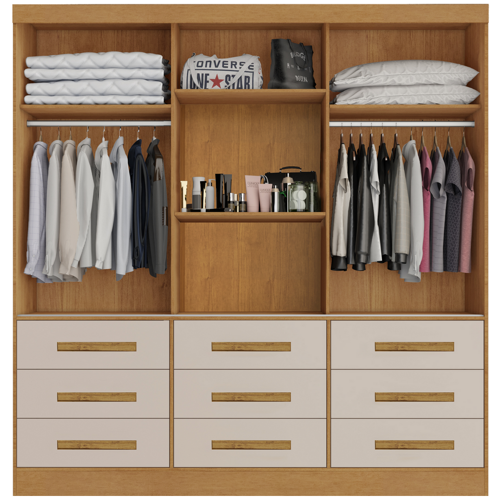 Guarda-Roupa 3 Portas(Sem Pés)Athenas 1,80 m Nature/Off White - BIANCHI - Imagem 3