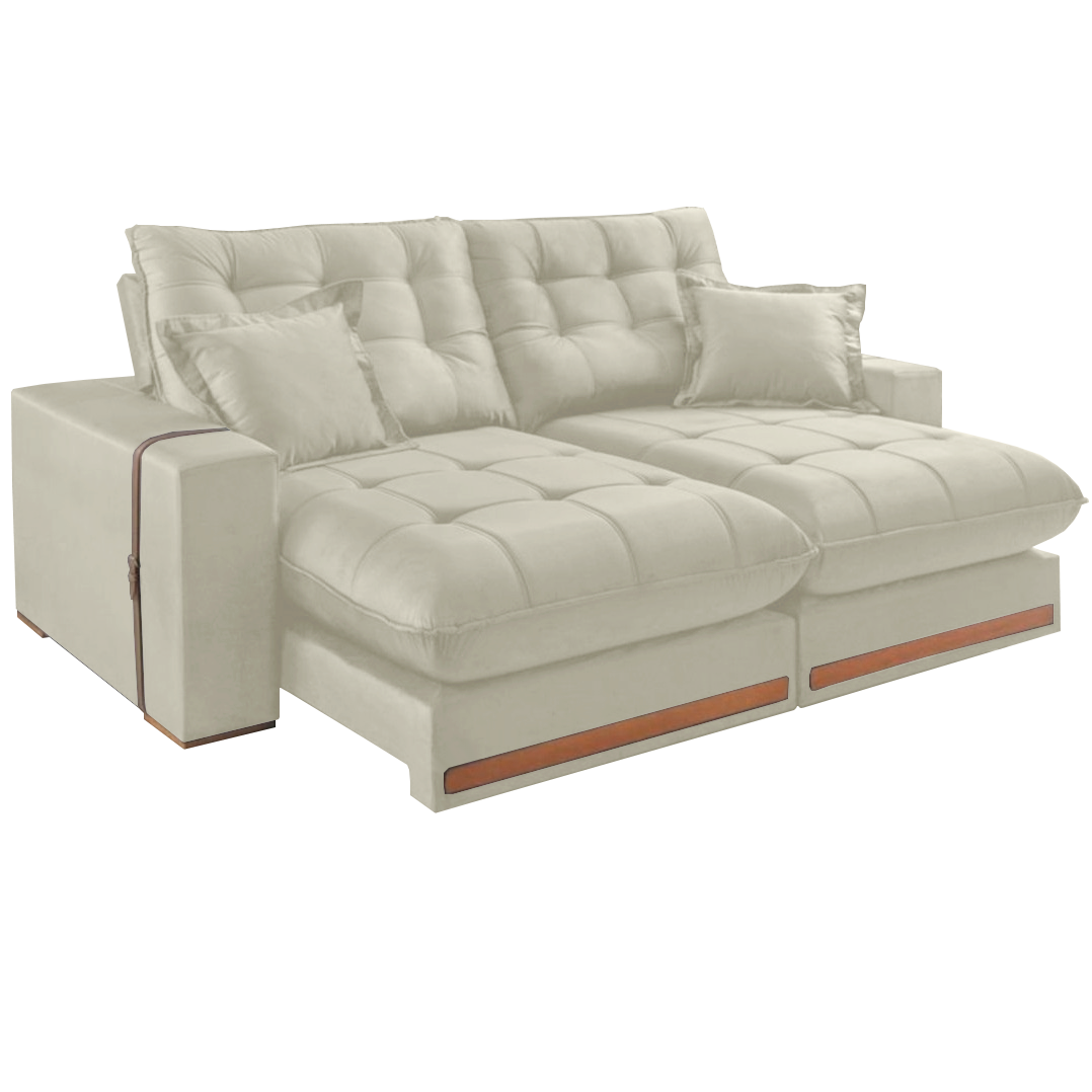 Sofá Retrátil e Reclinável Ártemis 017 2,50 m Veludo Marfim - VICAM ESTOFADOS - Imagem 4