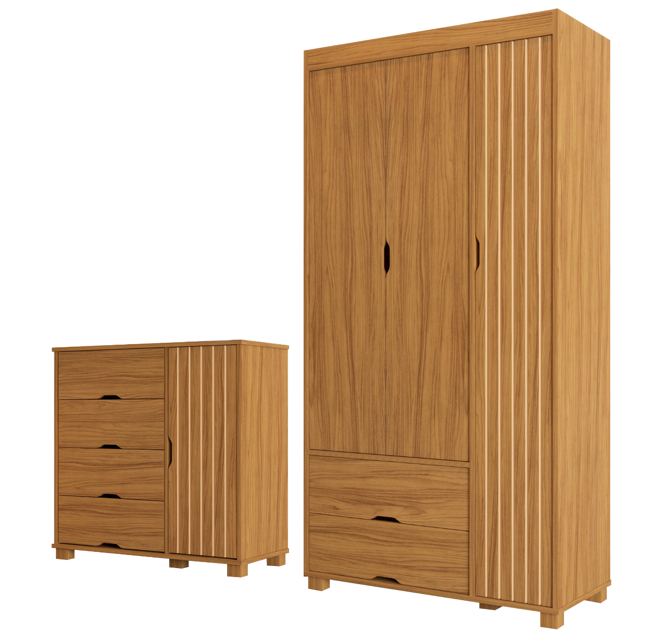 Guarda-Roupa 3 Portas + Cômoda 4 Gavetas com Sapateira Bela Nature - MADEC/VJ MÓVEIS - Imagem 4