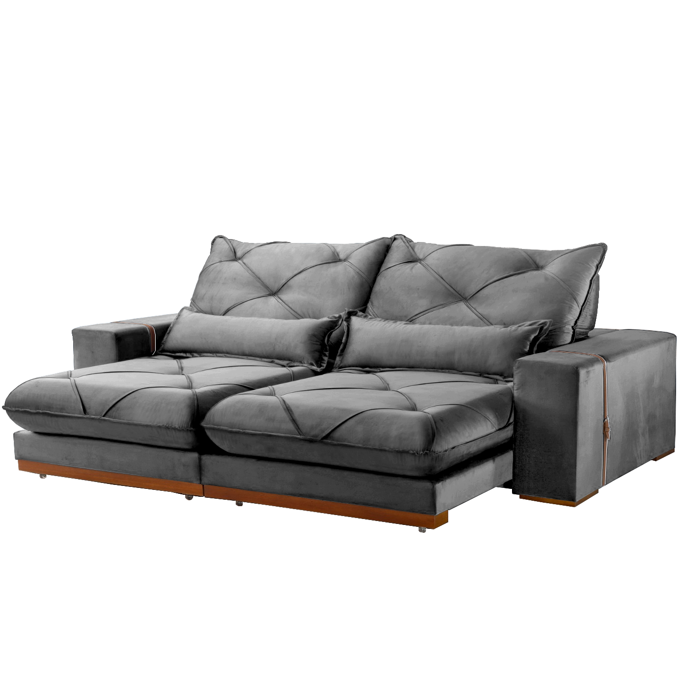 Sofá Retrátil e Reclinável Luanda/Isabella/Barcelona 2,50 m Veludo Grafite – TREVO ESTOFADOS - Imagem 3