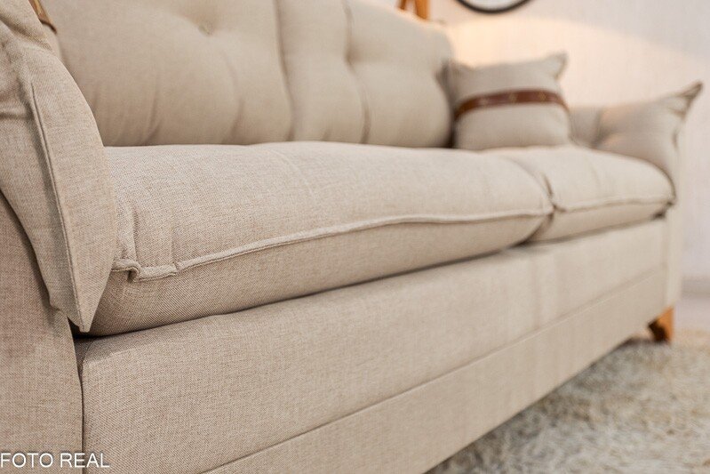 Sofá 3 Lugares Creta Linho Bege 24 Larg. 2.00m - Molas bonnel - Imagem 5