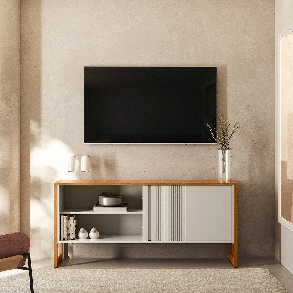 Rack até 55" Gold Nature/Off White - LINEA BRASIL