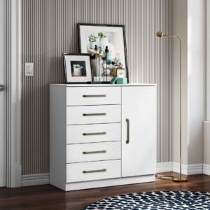 Cômoda 5 Gavetas com Sapateira Milão Branco - ARAMÓVEIS