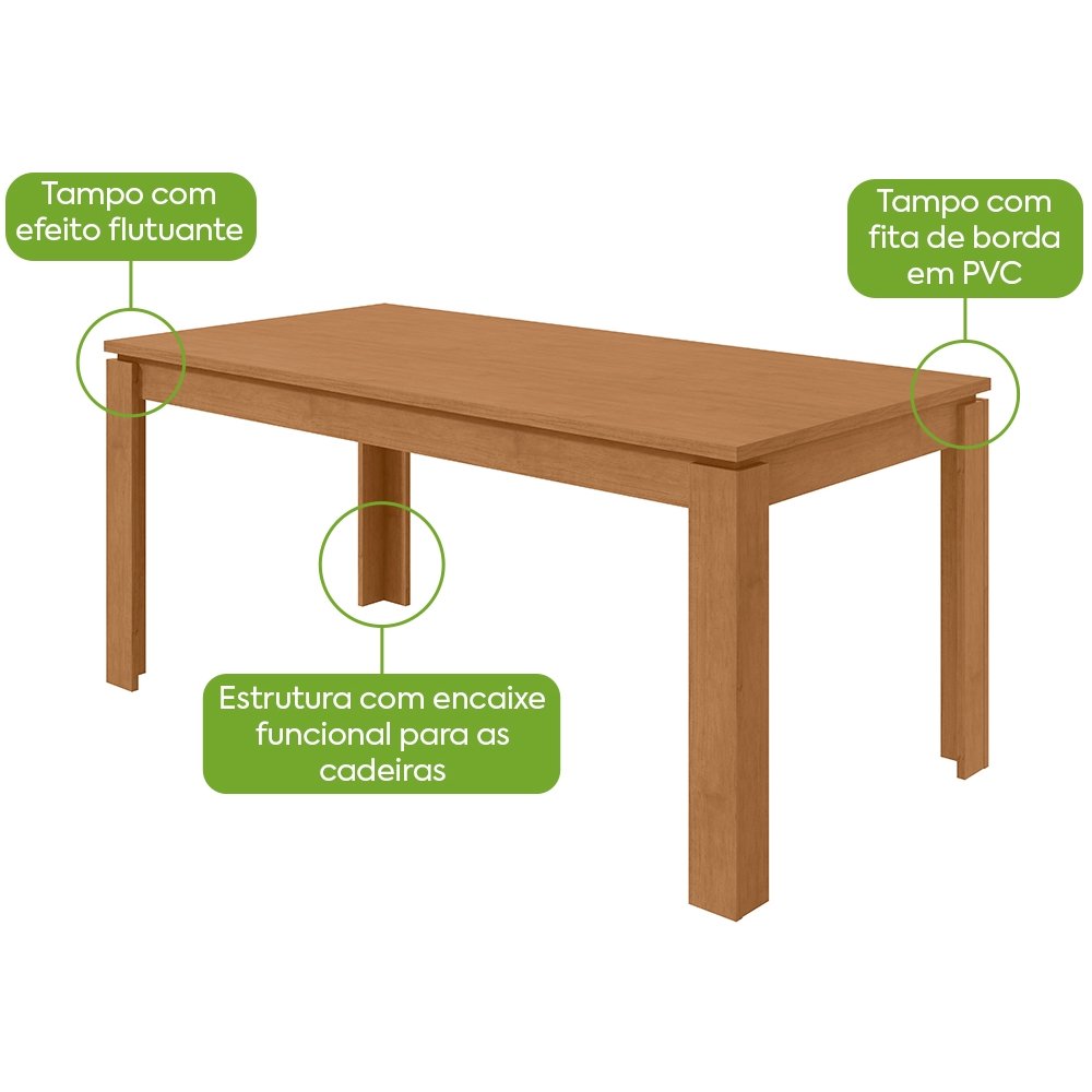 Mesa Athenas 180 Amêndoa Clean - LOPAS - Imagem 2