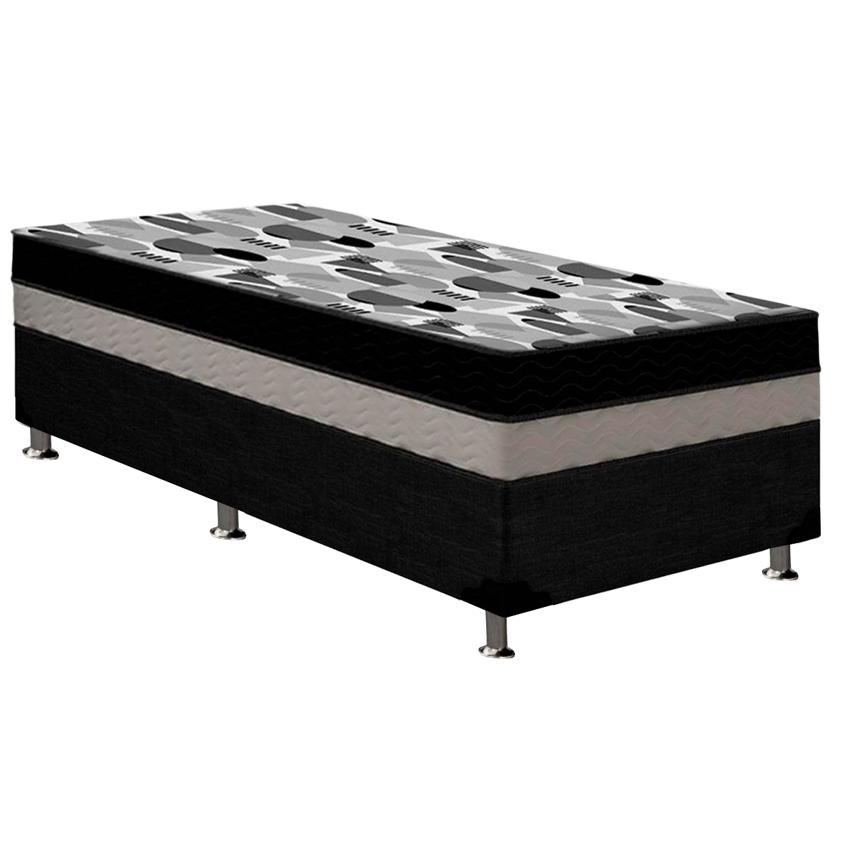 Colchão Solteiro ISO Dupla Face + Base Box Simples Corino Preto – ORTOBOM + ALTO NÍVEL CAMAS E COLCHÕES - Imagem 2