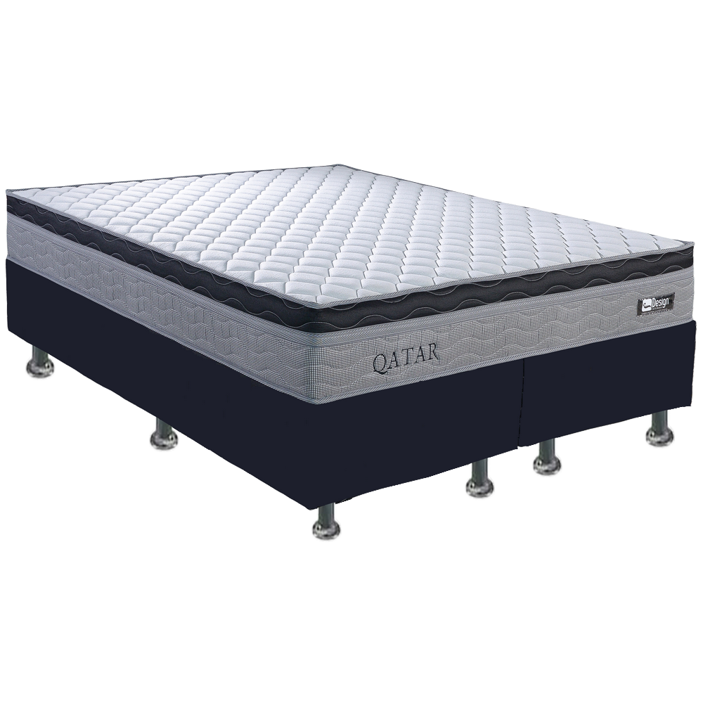 Colchão Queen Qatar D28 + Base Box Simples Corino Preto – DESIGN COLCHÕES + BIOSTAR - Imagem 2
