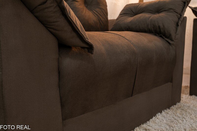 Sofá 3 e 2 lugares Petra Veludinho Marrom 603 - Imagem 7