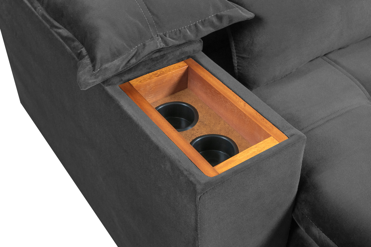 Sofá Retrátil e Reclinável Marrocos 2,50 m Veludo Cinza 5001 - VICAM ESTOFADOS - Imagem 5