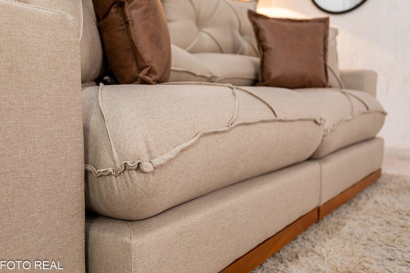Sofá Retrátil Reclinável Gran Bello 2.30m Linho Bege 30 - Molas Ensacadas Pocket - Imagem 6