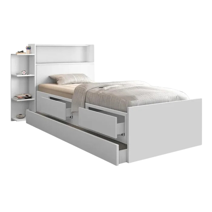 Cama Solteiro Baú Isa + Auxiliar Mili Branco - MADEC/VJ MÓVEIS - Imagem 5