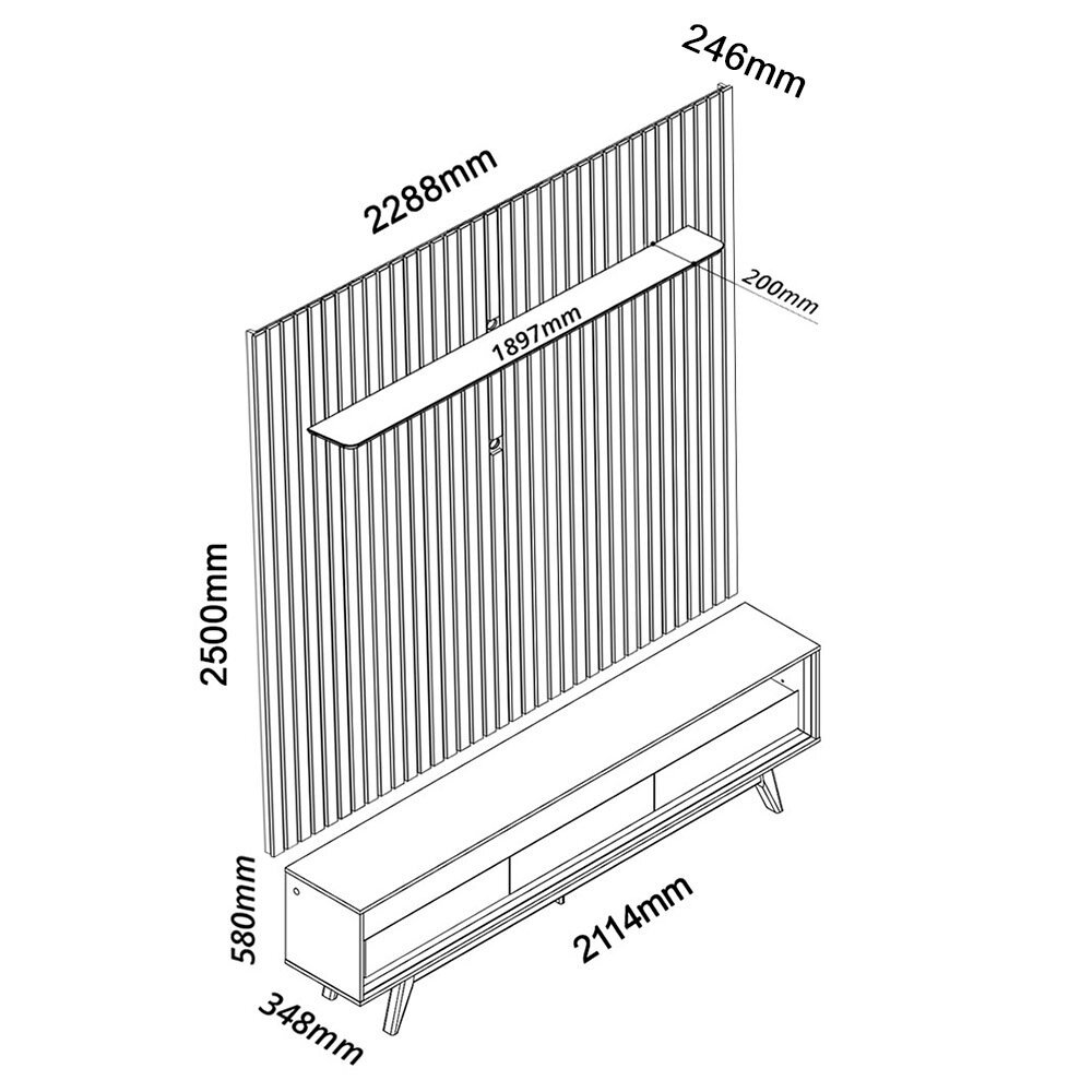 Painel até 85" Nobre 230 Naturale + Rack Requinte 212 Naturale/Off White - GELIUS - Imagem 5