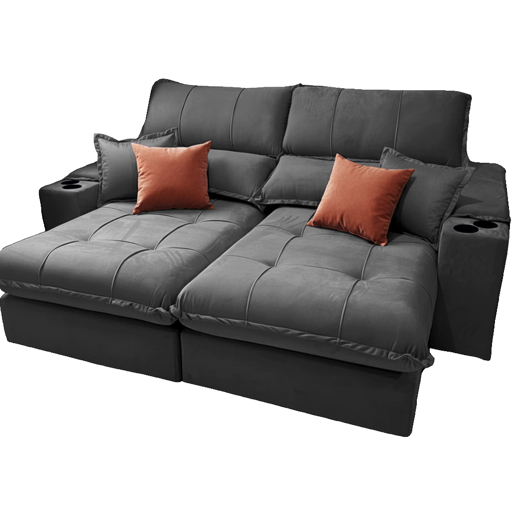 Sofá Retrátil e Reclinável Afrodite Slim 2,50 m Veludo Cinza Grafite 101 – ZARAT ESTOFADOS - Imagem 3