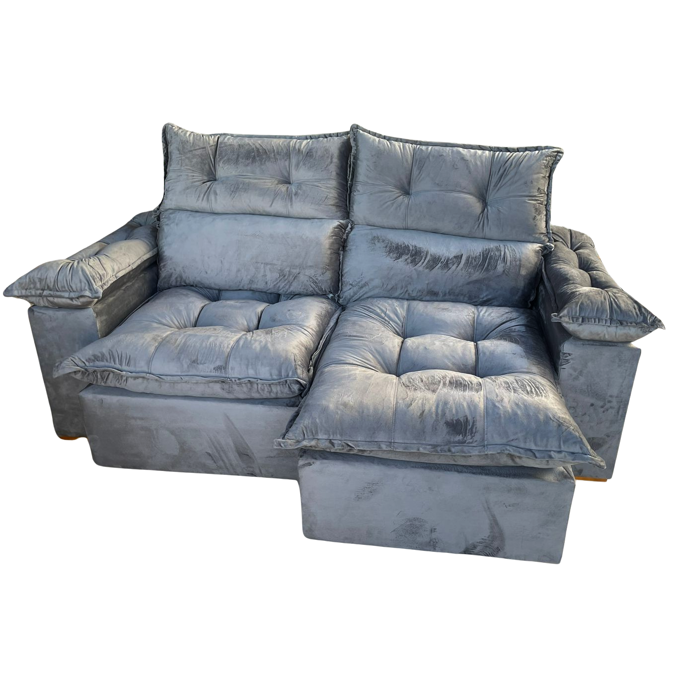 Sofá Retrátil e Reclinável Imperial 2,00 m Veludo Jolie Cinza 08 - IMPERIAL DECOR - Imagem 3