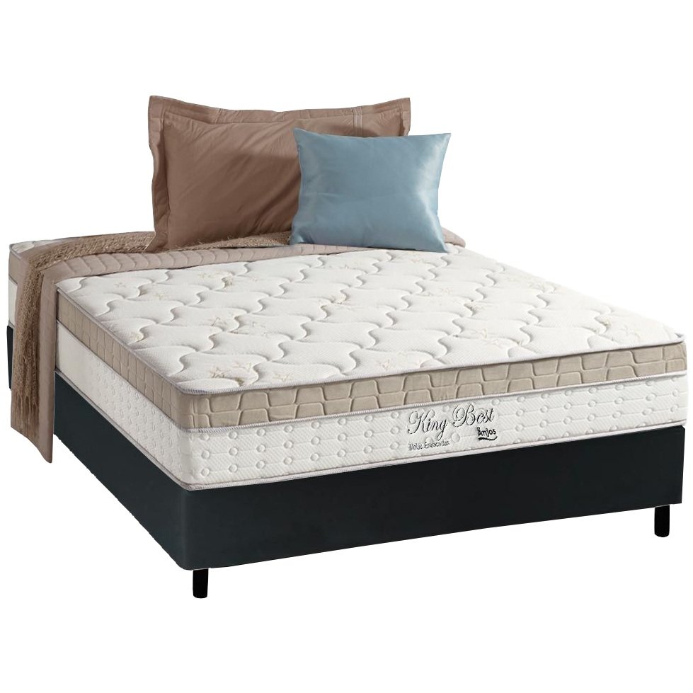 Colchão Casal King Best D28 + Base Box Simples Corino Preto – ANJOS COLCHÕES + BIOSTAR - Imagem 2