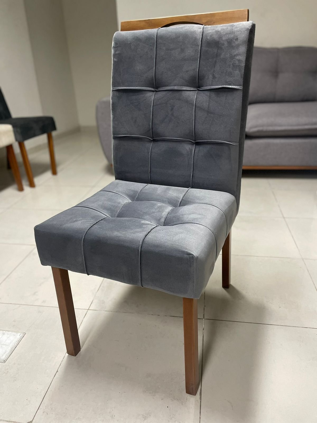 Kit 2 Cadeiras Sophia/Capri Mel/Veludo Cinza Grafite – WM DECOR - Imagem 5