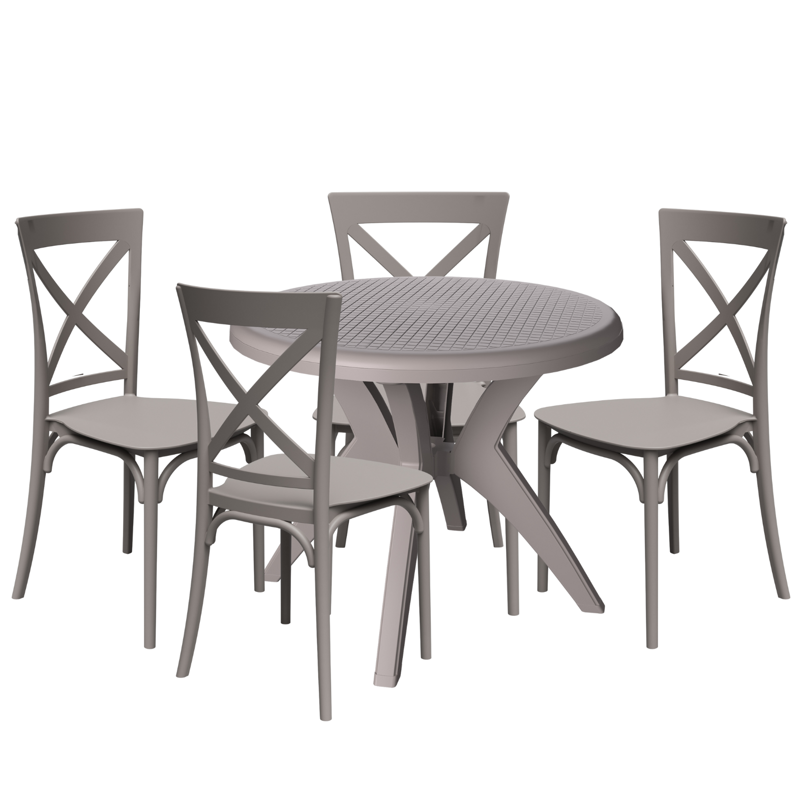 Mesa Deluxe 90 com 4 Cadeiras Robust Cross Nude – FORTE PLÁSTICO - Imagem 2