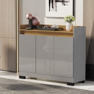 Buffet 3 Portas Real Cinza/Mel - MÓVEIS PRIMUS