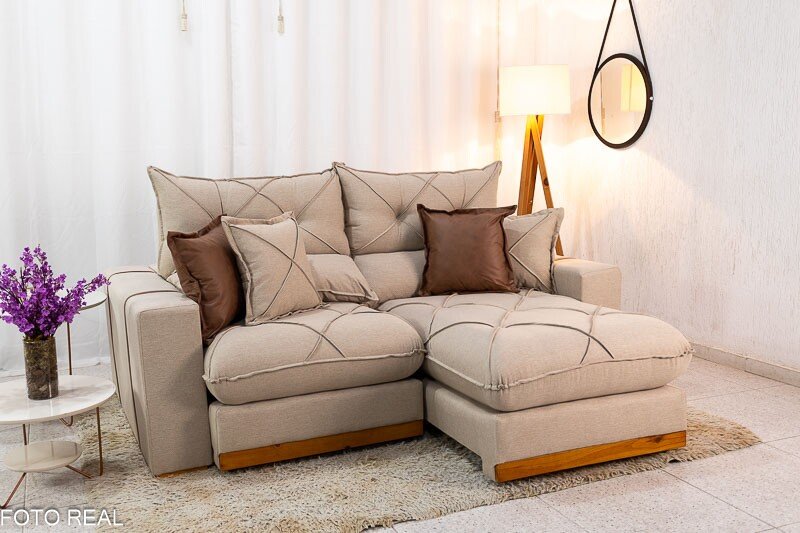 Sofá Retrátil Reclinável Gran Bello 2.00m Linho Bege - Molas Ensacadas - Imagem 2