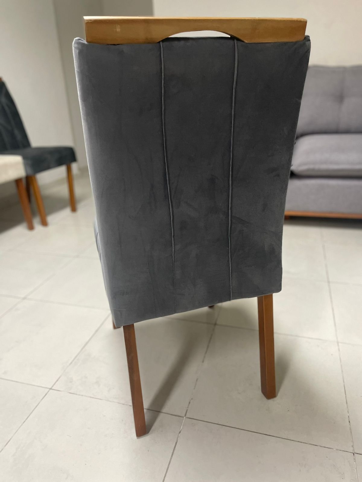 Kit 2 Cadeiras Sophia/Capri Mel/Veludo Cinza Grafite – WM DECOR - Imagem 2