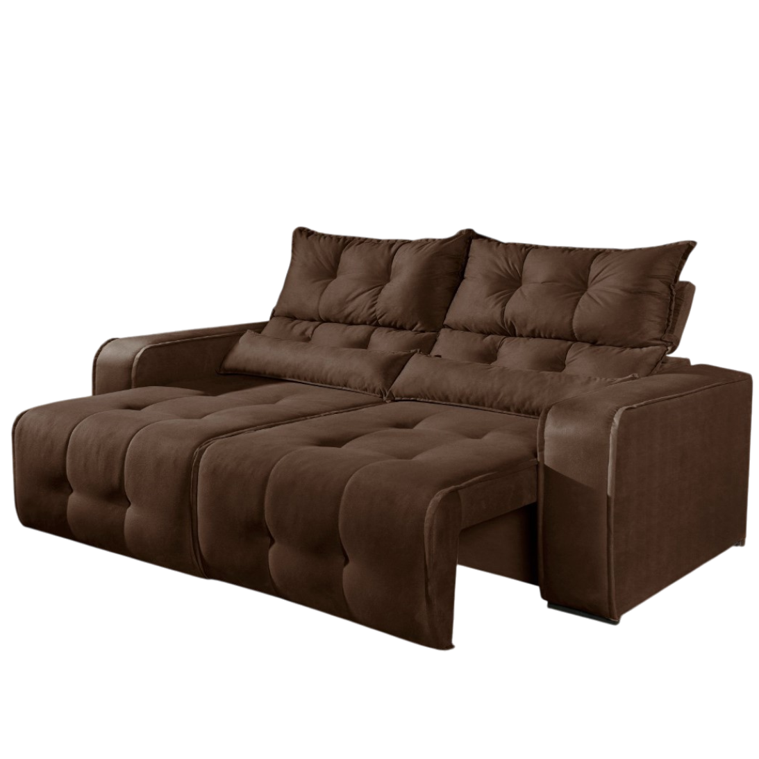 Sofá Retrátil e Reclinável Premier/Minas 2,00 m Veludo Marrom 506 - DECORAR ESTOFADOS - Imagem 2