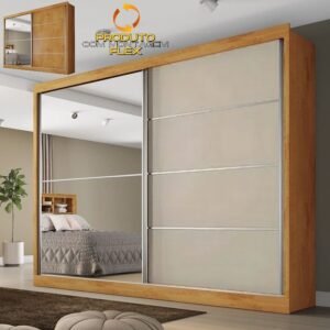 Guarda-Roupa 2 Portas Verona 2,02 m Peroba/Off White/Peroba - MÓVEIS EUROPA