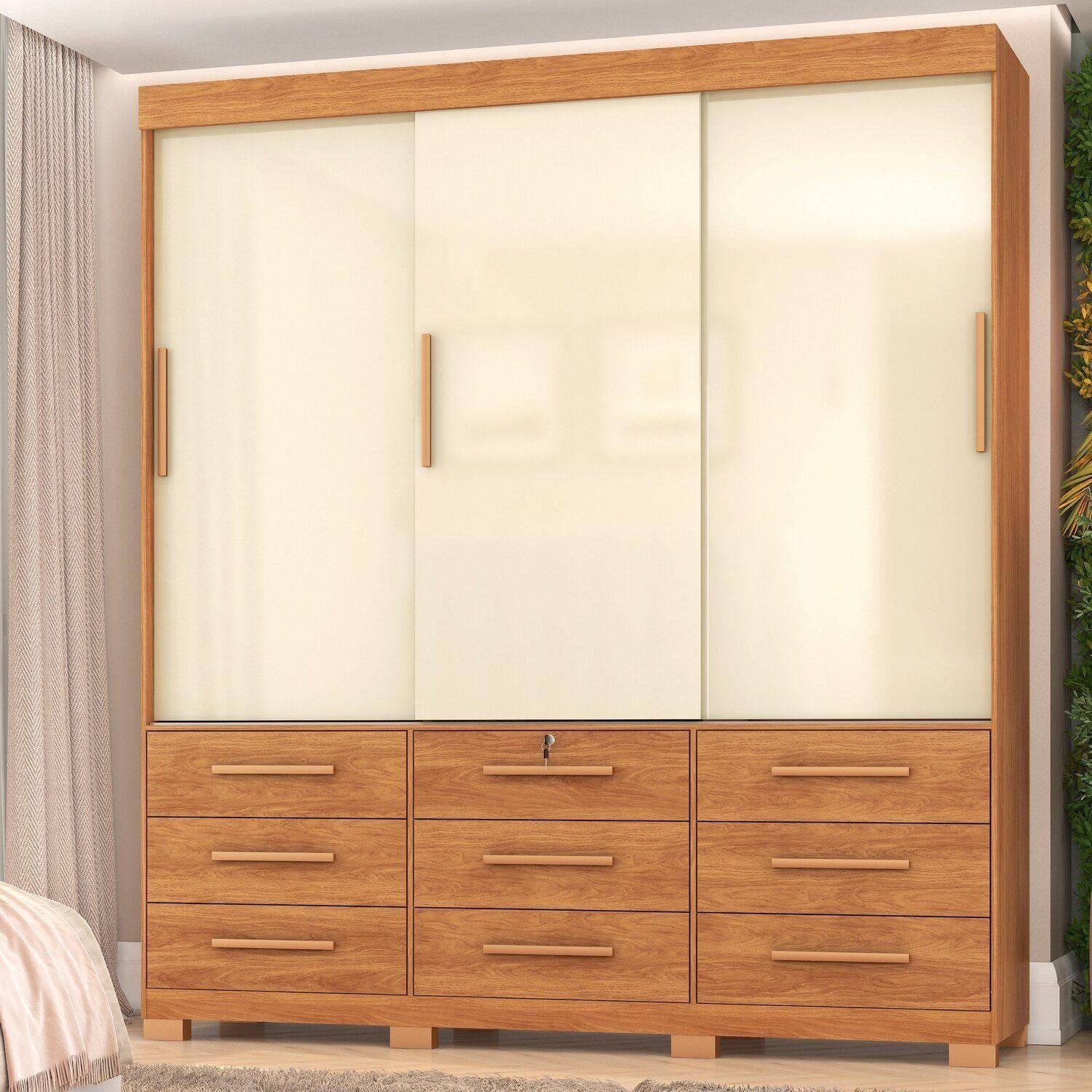 Guarda-Roupa 3 Portas Toronto RP1930 2,00 m Cinamomo/Off White/Cinamomo - FELLICCI - Imagem 3