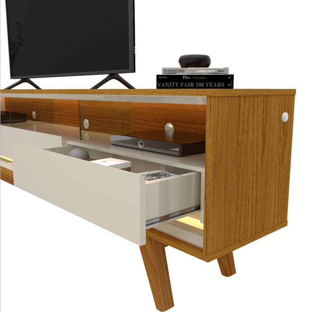 Rack até 75" Requinte 212 Naturale/Off White - GELIUS - Imagem 4