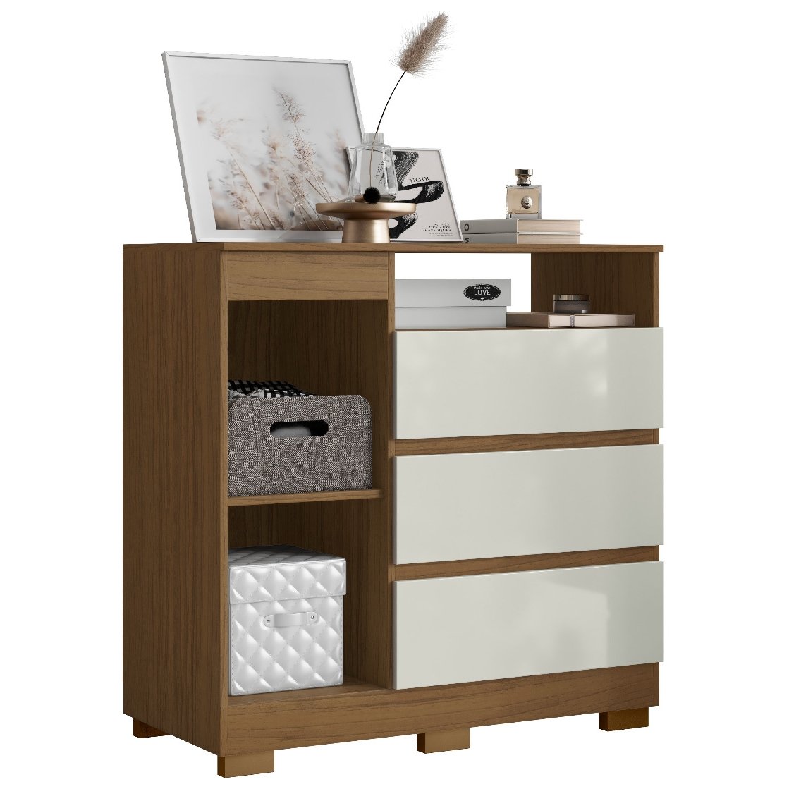 Cômoda 3 Gavetas com Sapateira e Nicho Atacama/Off White - ARAMÓVEIS - Imagem 2