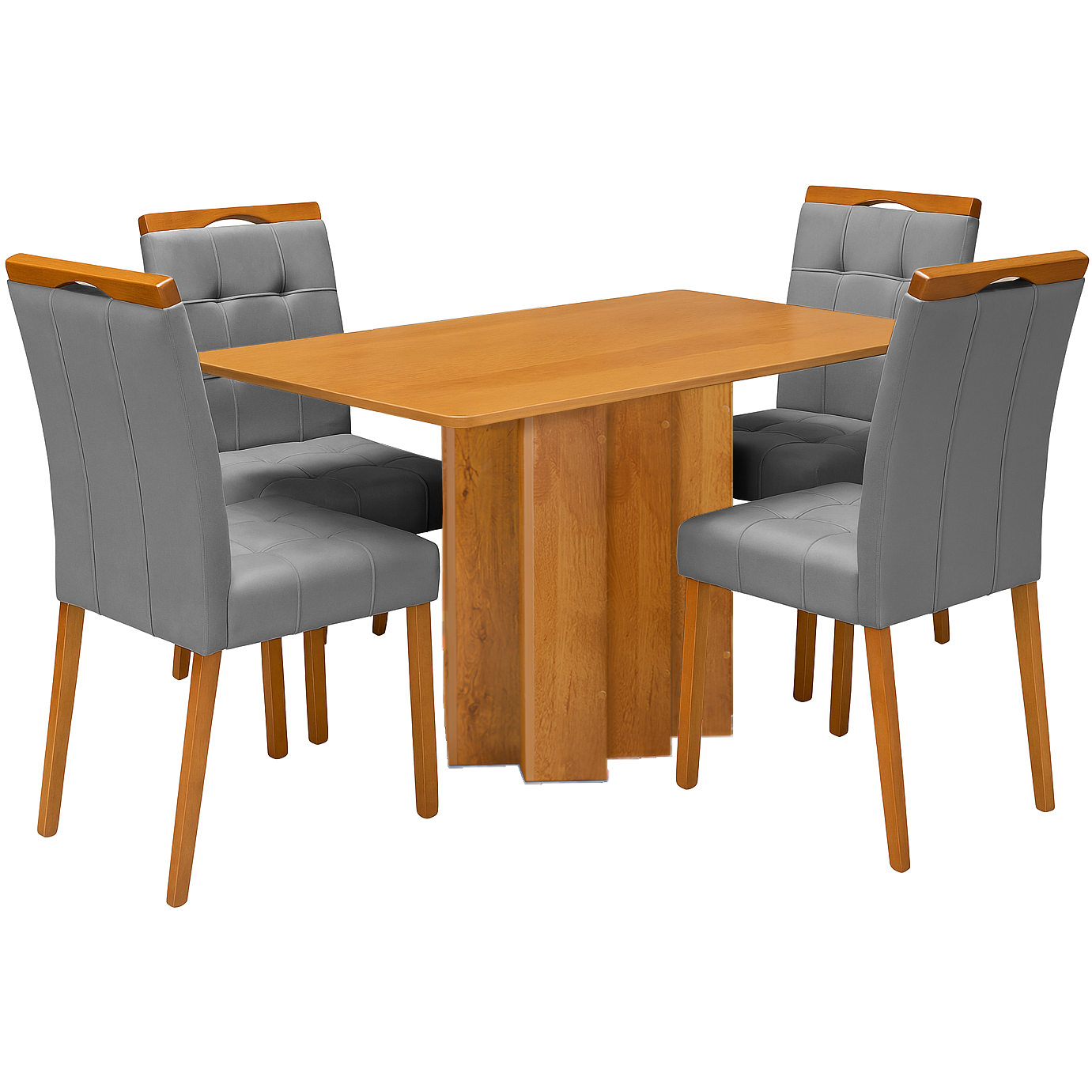 Mesa Recife 120 Cinamono Laminado com 4 Cadeiras Sophia Veludo Cinza Grafite – CEL MÓVEIS + WM DECOR - Imagem 3