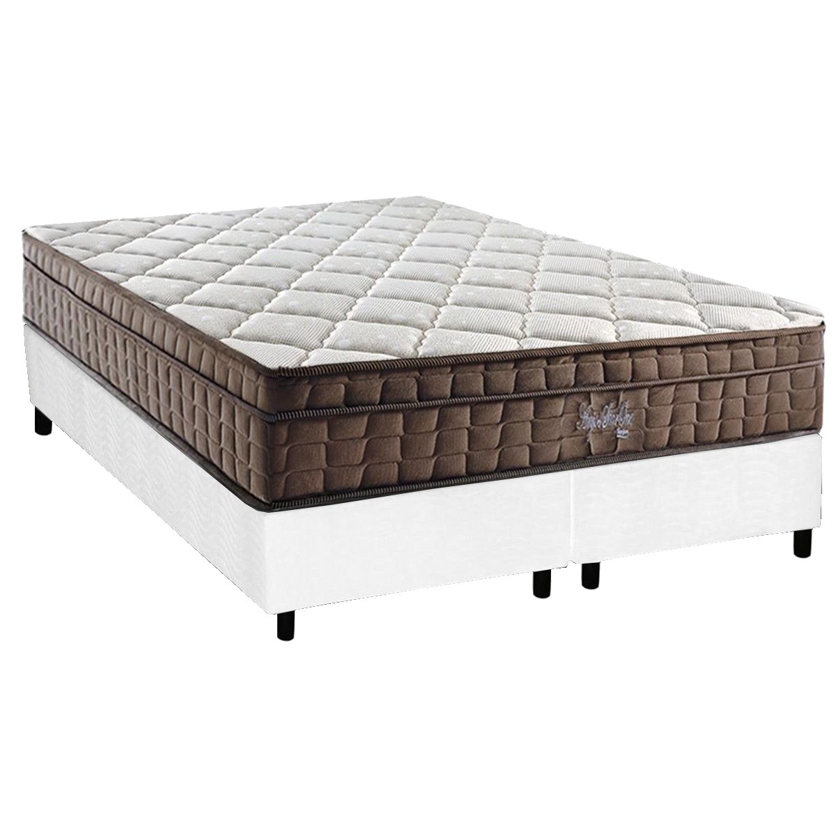 Colchão Queen Star One D28/AG D70 + Base Box Simples Corino Branco - ANJOS COLCHÕES + ALTO NÍVEL CAMAS E COLCHÕES