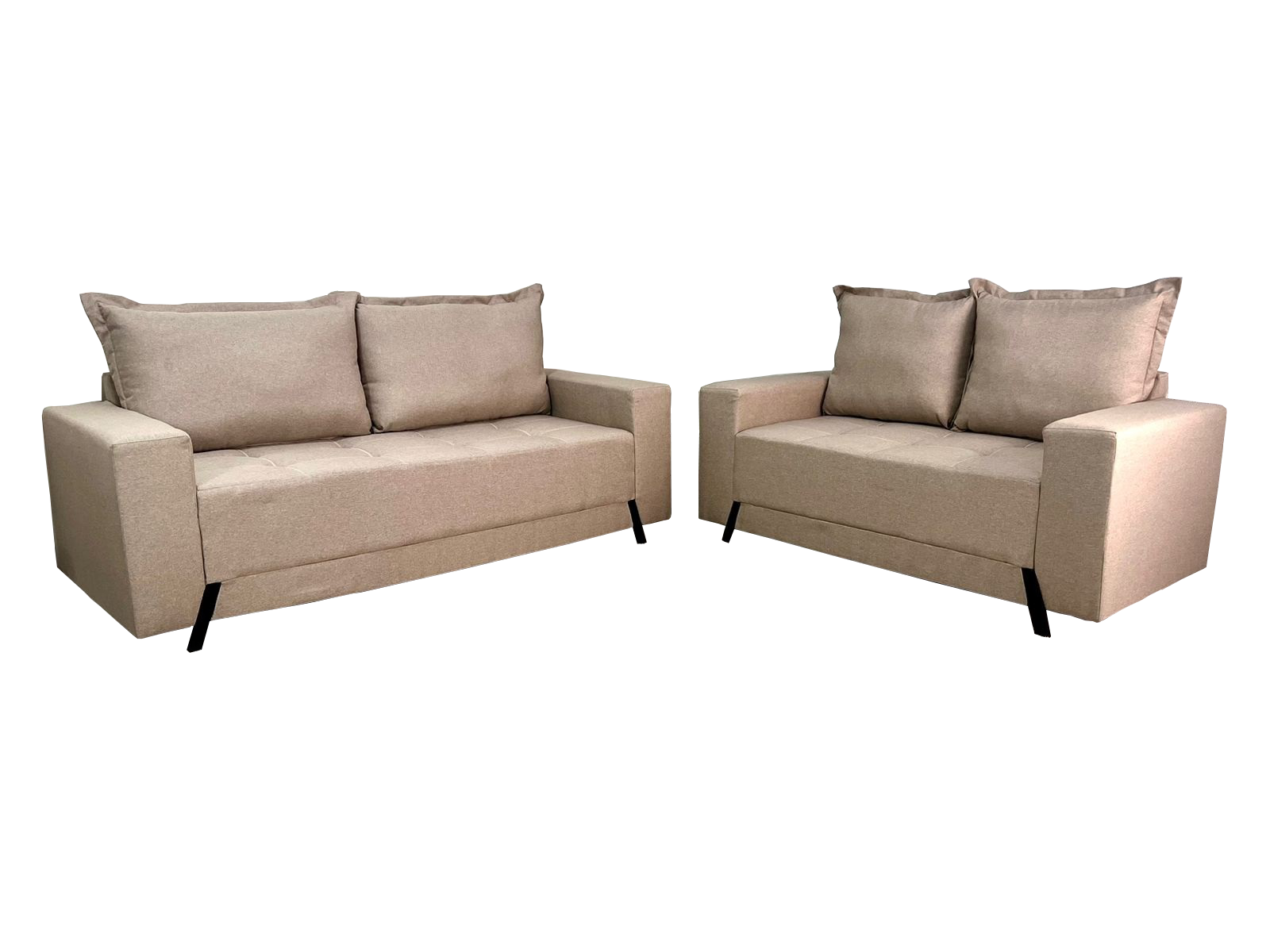 Conjunto Sofá 2 e 3 Lugares Ref.8100 Veludo Bege - BOARETO ESTOFADOS - Imagem 2