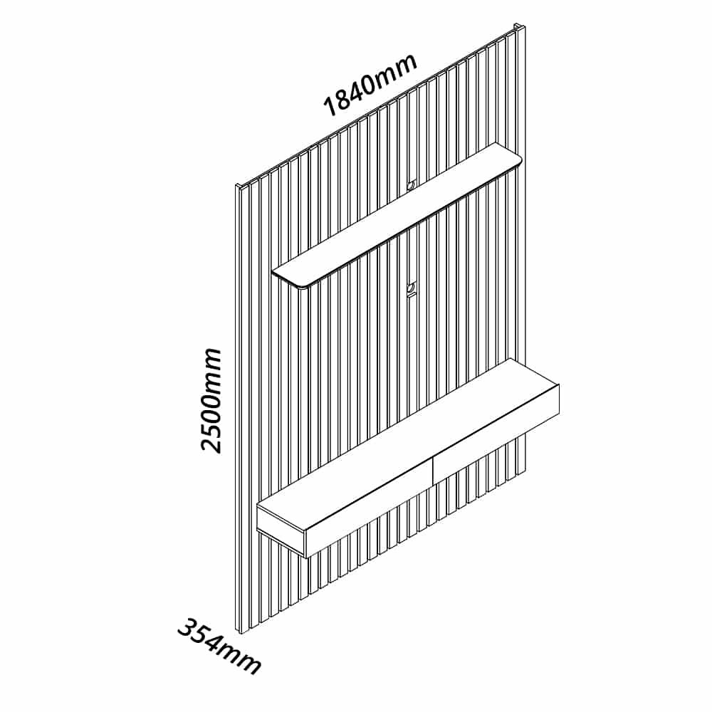 Home até 75″ Nobre Ripado 185(Com Nicho) Naturale/Off White – GELIUS - Imagem 3
