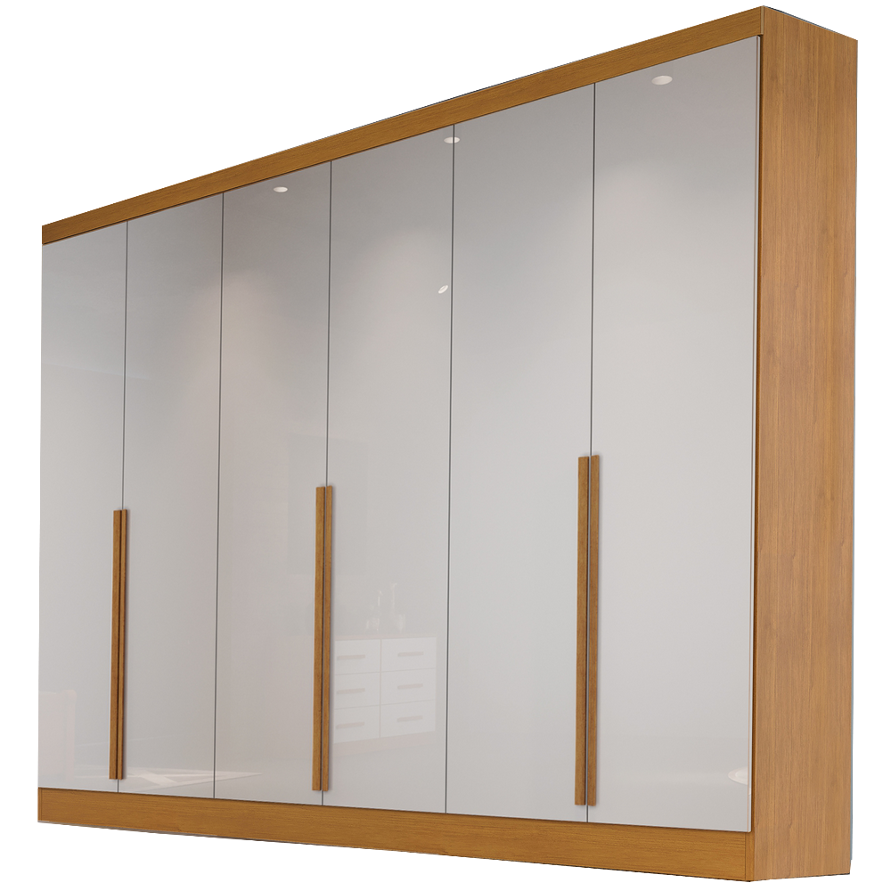 Guarda-Roupa 6 Portas Alvorada 2,70 m Nature/Off White - BIANCHI - Imagem 3