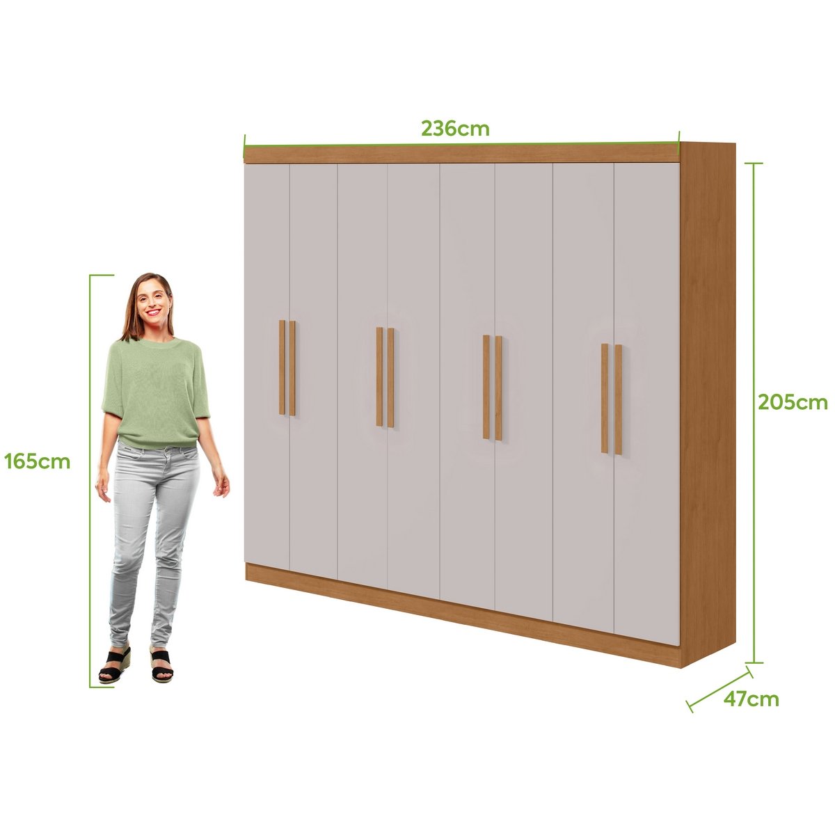 Guarda-Roupa 8 Portas Andara Soft 2,36 m Amêndoa Clean/Off White - LOPAS - Imagem 4