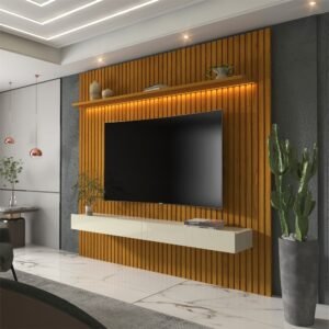 Home até 75″ Nobre Ripado 185(Com Nicho) Naturale/Off White – GELIUS