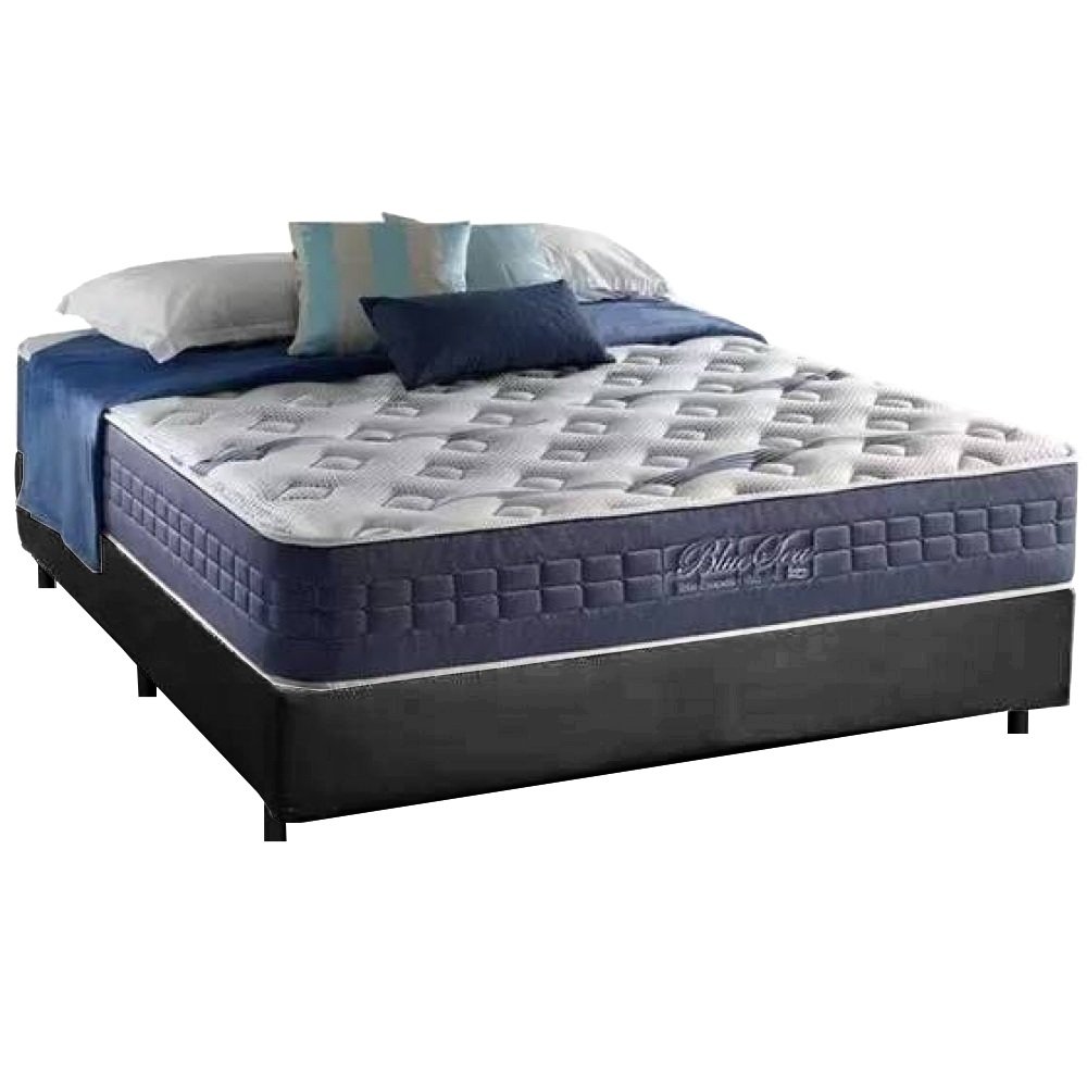 Colchão Casal Blue Sea D28 + Base Box Simples Corino Preto – ANJOS COLCHÕES + ALTO NÍVEL CAMAS E COLCHÕES - Imagem 2