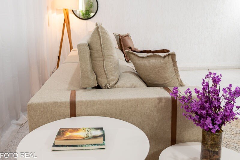 Sofá Retrátil Reclinável Gran Bello 2.90m Linho Bege - Molas Ensacadas - Imagem 8