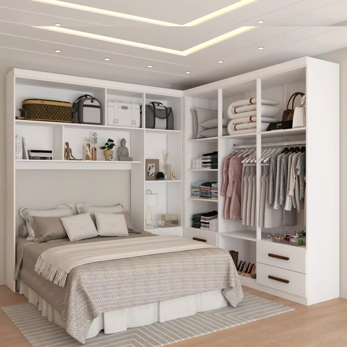 Modulado 4 Portas + Guarda-Roupa 6 Portas Hércules(Sem Espelho) Branco – CARIOCA MÓVEIS - Imagem 2