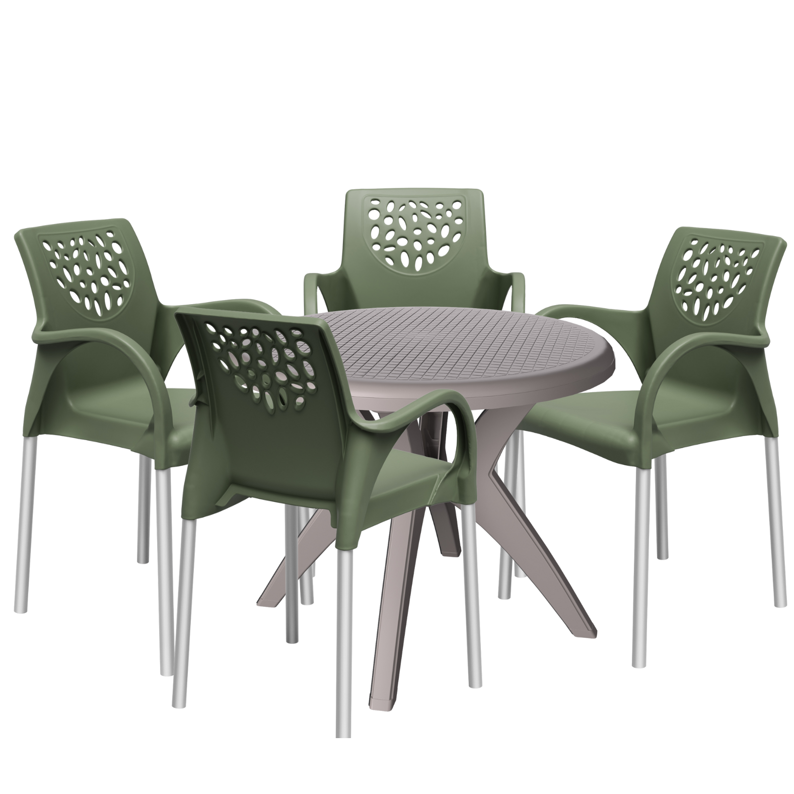 Mesa Deluxe 90 Nude com 4 Poltronas Deluxe Verde – FORTE PLÁSTICO - Imagem 2