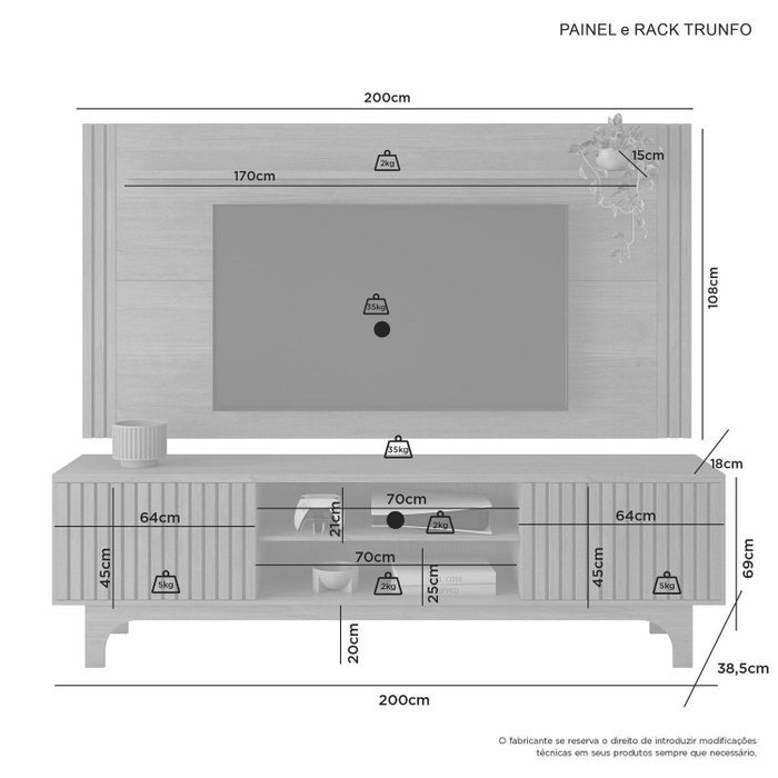 Painel + Rack até 70" Trunfo Cinamono – JCM MOVELARIA - Imagem 5