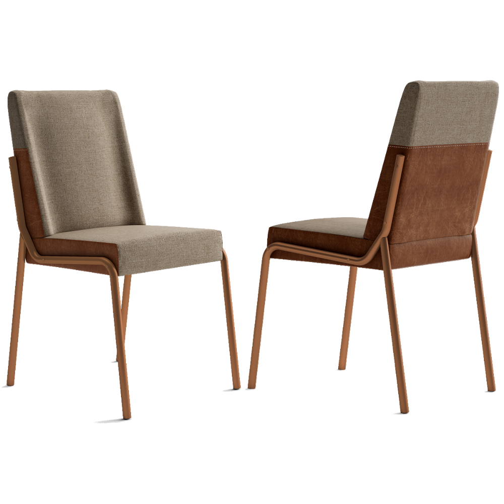 Kit 2 Cadeiras Hug 1749 Rosê Cobre/Linho Areia/Corino Caramelo - CARRARO MÓVEIS - Imagem 6