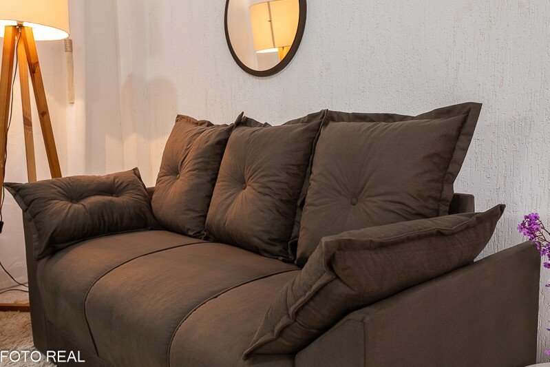 Sofá 3 e 2 lugares Petra Veludinho Marrom 603 - Imagem 5
