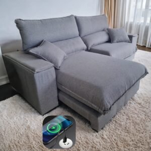 Sofá Retrátil e Reclinável Apogeu 2,30 m Linho Cinza 301 - ZARAT ESTOFADOS