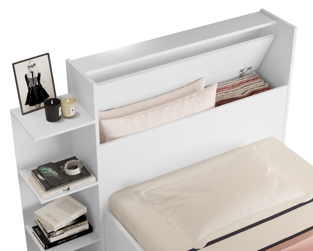 Cama Solteiro Baú Isa Branco - MADEC/VJ MÓVEIS - Imagem 4