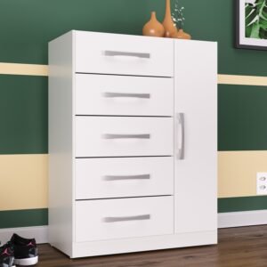 Cômoda 5 Gavetas com Sapateira Corais 11CO1523 Branco – RODIAL MÓVEIS