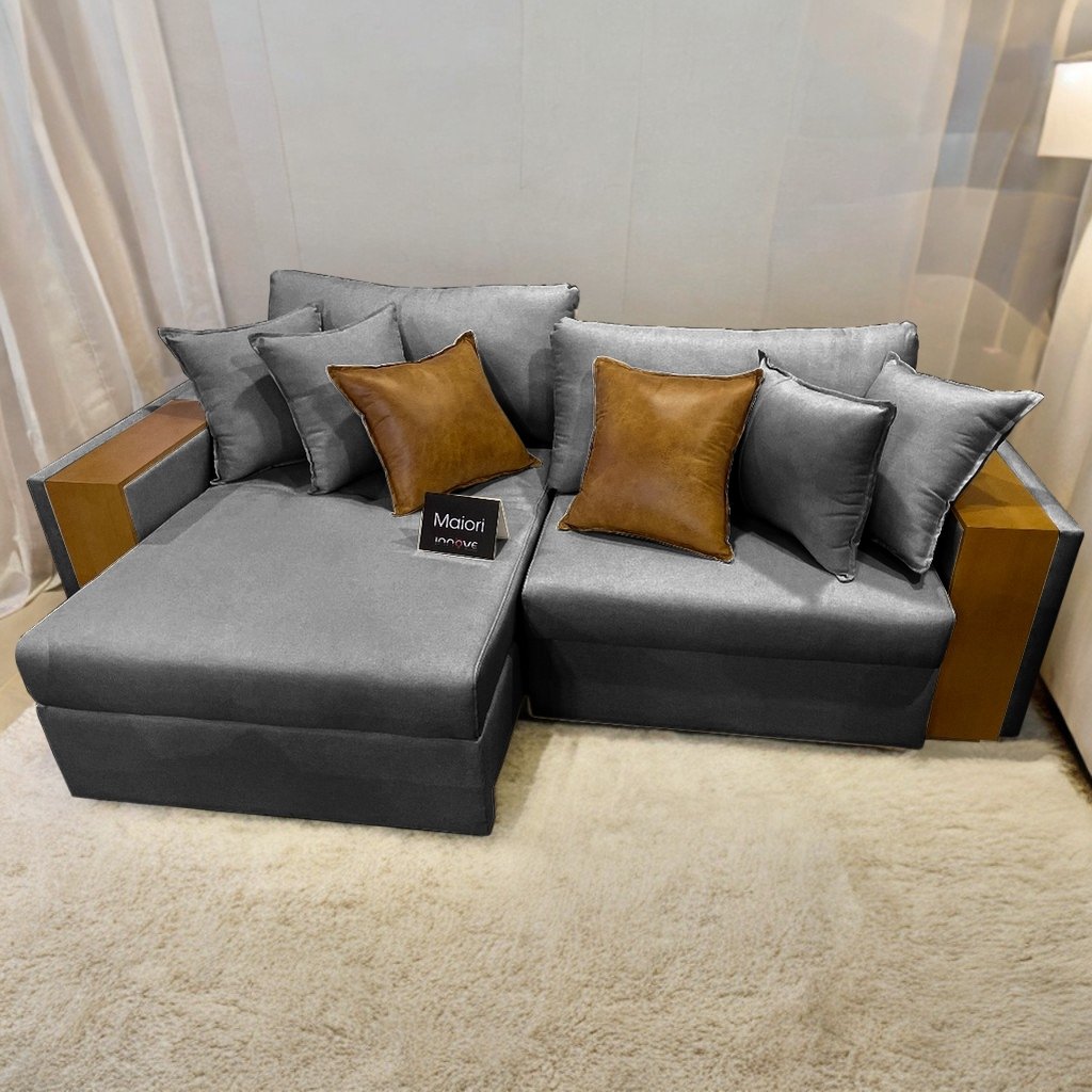 Sofá Cama Retrátil Maiori 2,52 m Linho Grafite 06 - INNOVE ESTOFADOS
