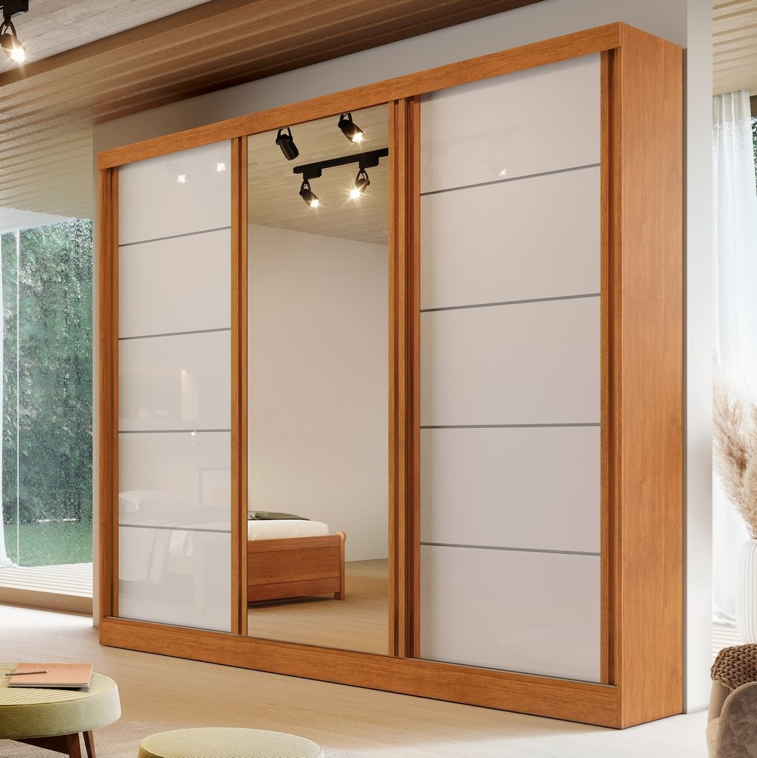 Guarda-Roupa 3 Portas Capri 2,21 m Nature/Off White - BIANCHI