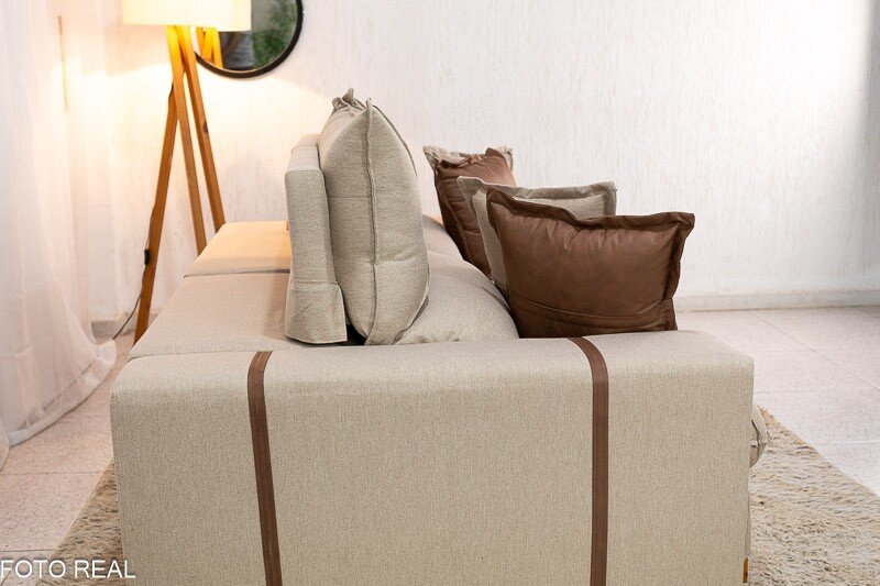 Sofá Retrátil Reclinável Gran Bello 2.00m Linho Bege - Molas Ensacadas - Imagem 8